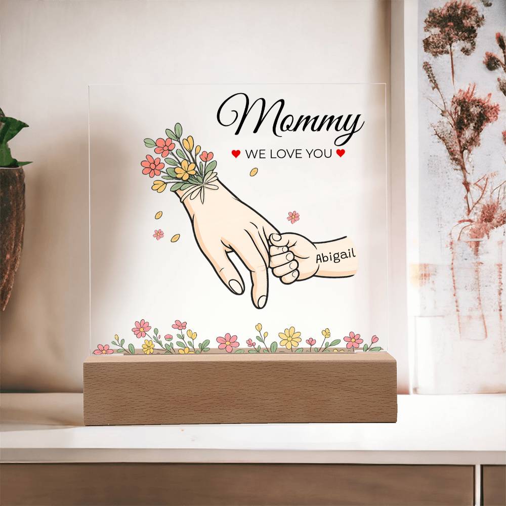 Eternal Bloom" | Personalized LED Acrylic Plaque for Mom