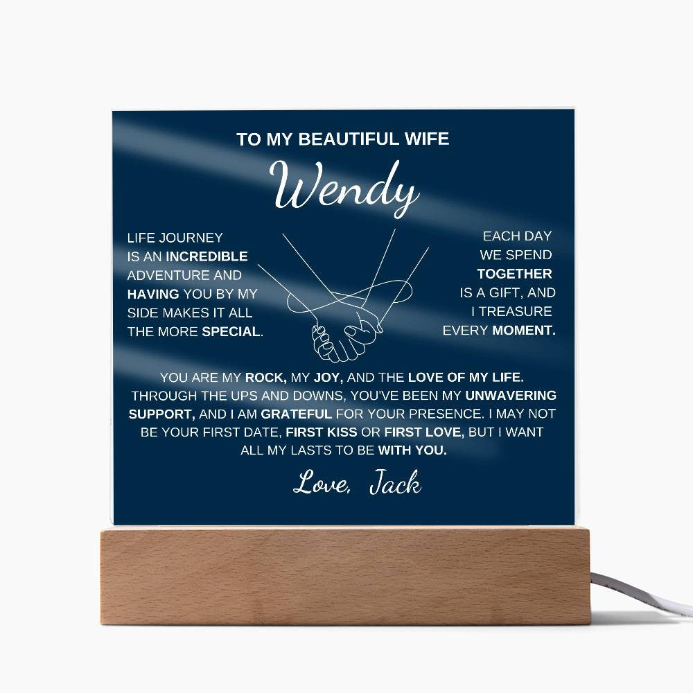 To My Beautiful Wife | My Rock | Acrylic Plaquec Square Plaque