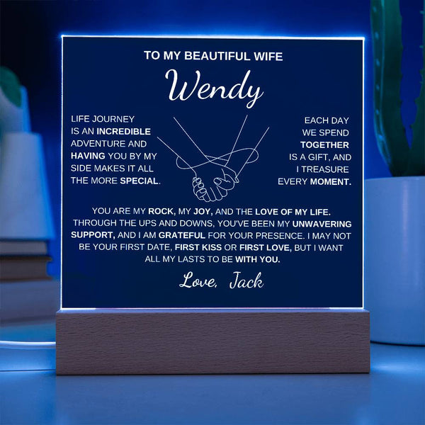 To My Beautiful Wife | My Rock | Acrylic Plaquec Square Plaque