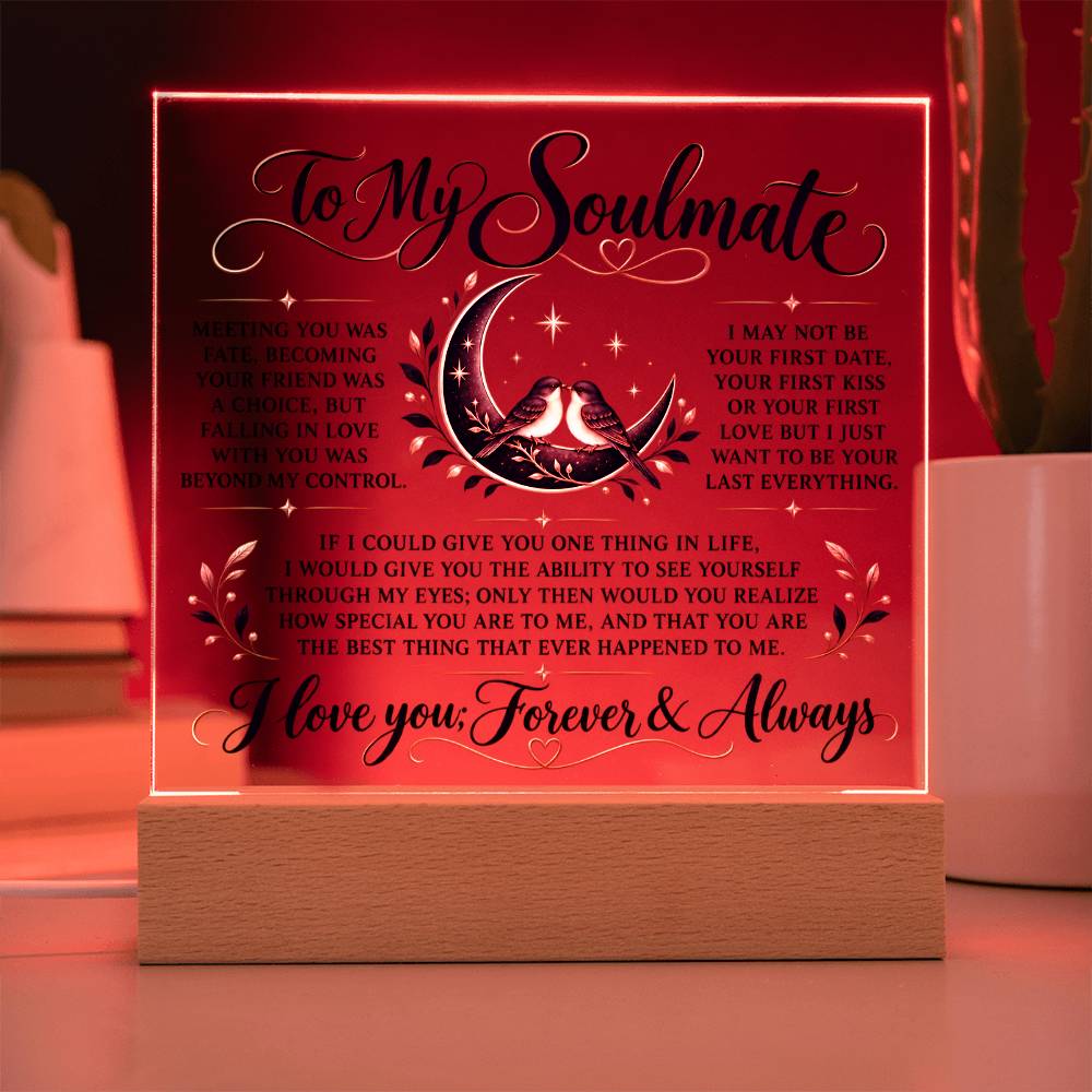 To My Soul Mate | Falling In Love | Acrylic Plaque