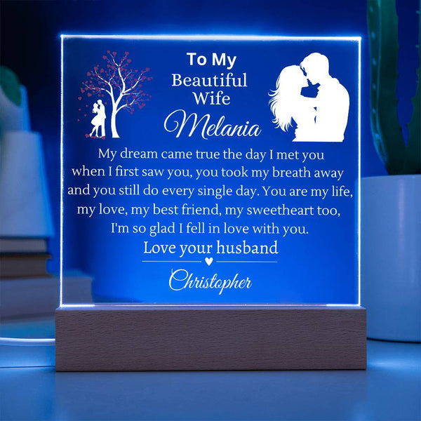 To My Beautiful wife | My Dream Came True Acrylic Plaque