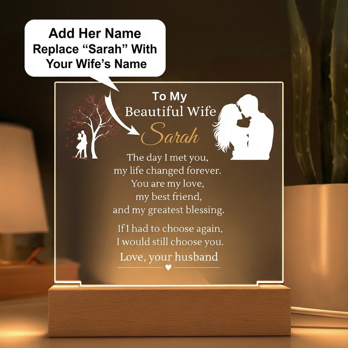 Personalized Wife Name Plaque | Put Her Name On This Gift