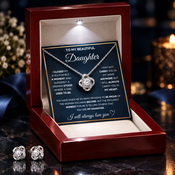To My Beautiful Daughter | Eternal Love Knot with Earring Set