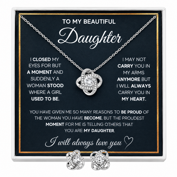 To My Beautiful Daughter | Eternal Love Knot with Earring Set