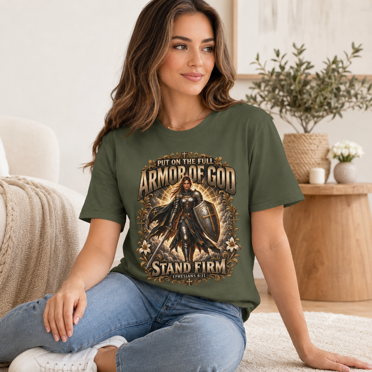 Armor of God T-Shirt – "Put On the Full Armor of God, Stand Firm" Christian Graphic Tee